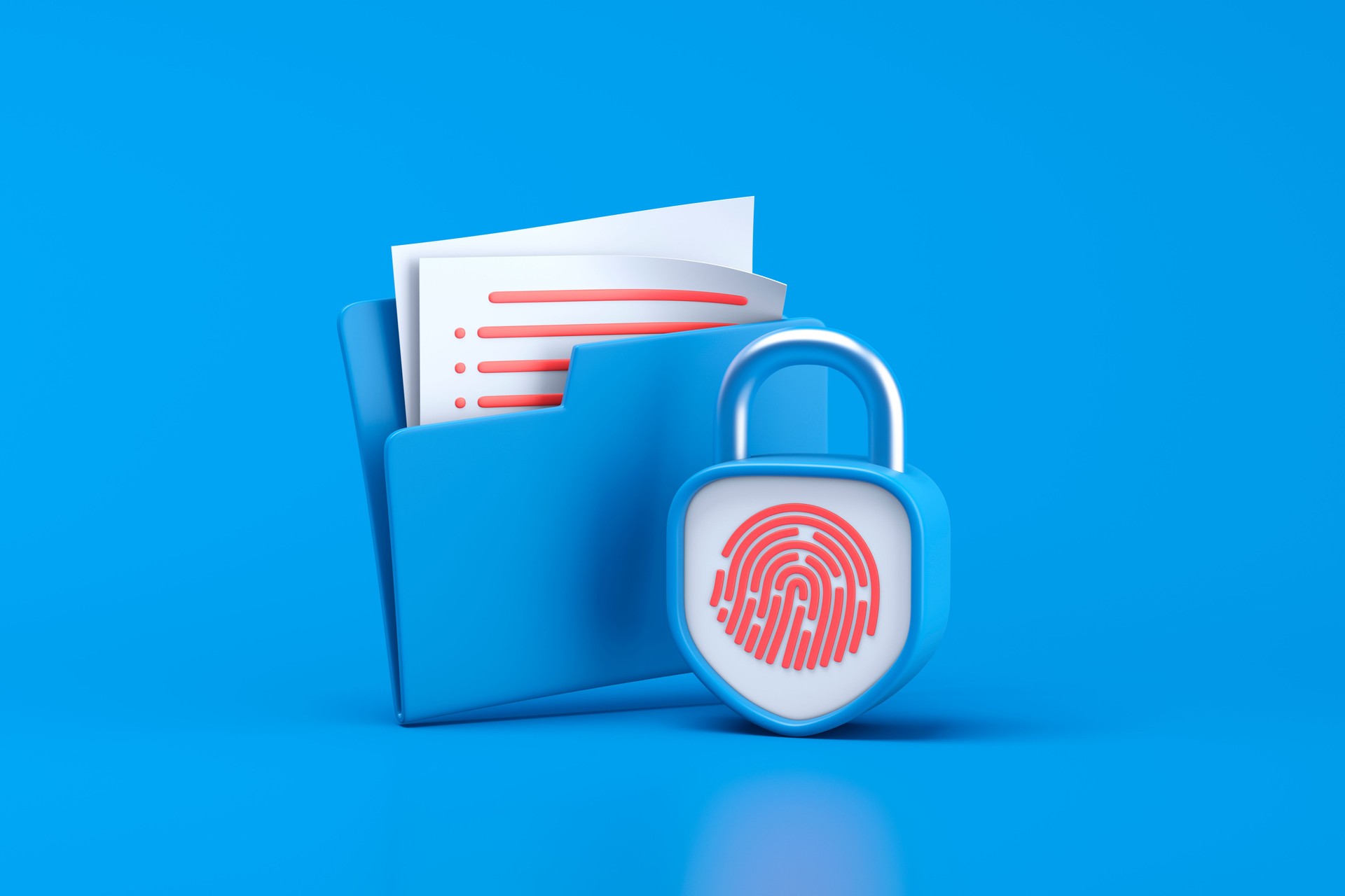 Folder with fingerprint padlock